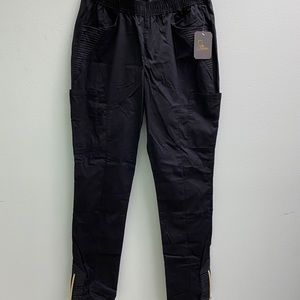 Black Jaanuu Elastic Waistband Scrub Pants